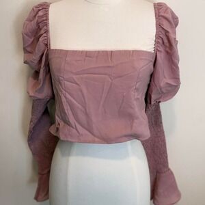 Dusty Rose Puff Sleeve Smocked Crop Top 🌸✨